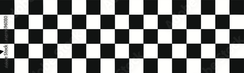 Black and white checkered line seamless pattern repeating banners of racing flag stripe speed texture  
