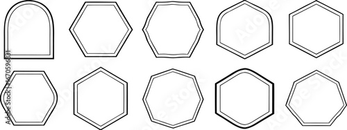 Shield icons set, shield vector, police badge shape. Vector military shield silhouette on white background.  
