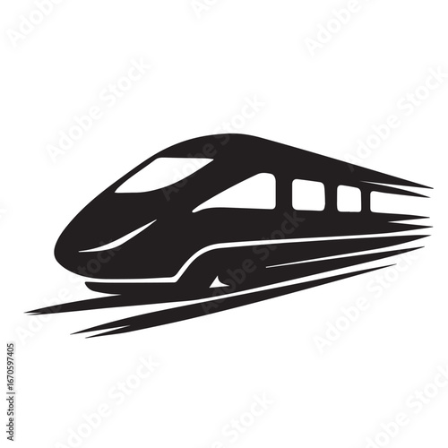  Modern High-Speed Train Icon – Black Silhouette Vector