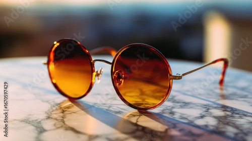 Wallpaper Mural Round Amber Gradient Sunglasses on Marble Table Torontodigital.ca