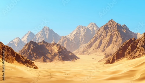 Majestic Sinai Mountains: A Beautiful Landscape Of Sharm El Sheikh And Sand Desert In Southern Sinai Peninsula, Egypt.