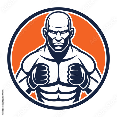Bold mma logo with flames isolated on white background, a symbol of mixed martial arts fighting and competition