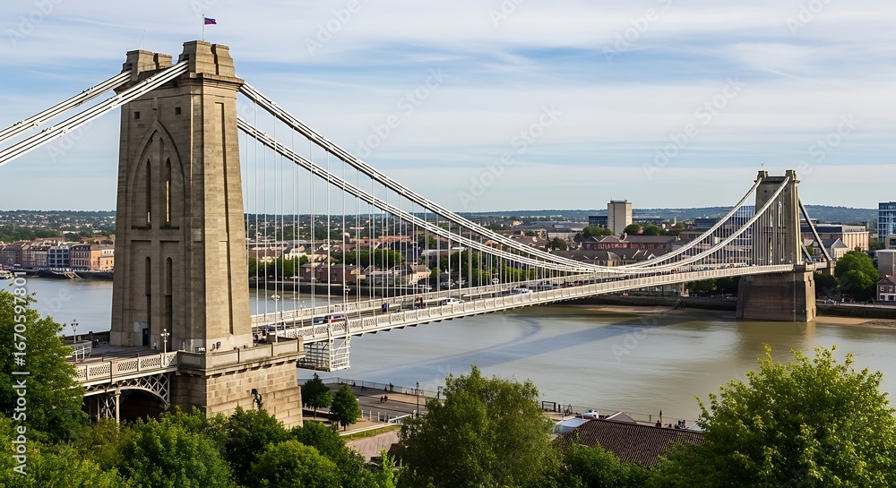 Obraz premium Clifton Suspension Bridge Bristol England Iconic Landmark Architecture.
