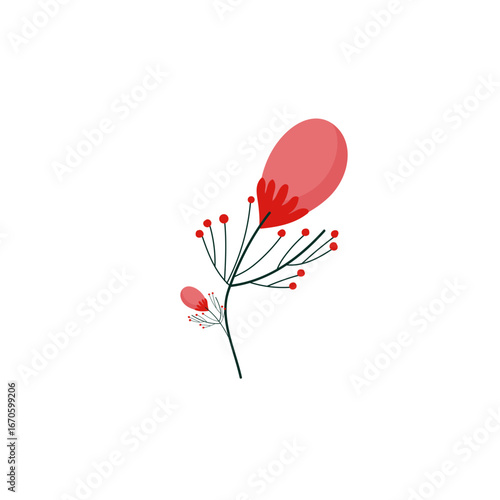 vector illustration of a branch of cherry flower