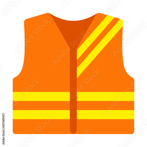 High visibility orange safety vest with yellow reflective stripes for worker protection.