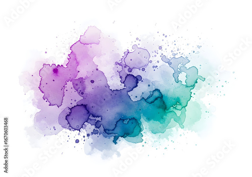 Abstract watercolor splashes with colorful paint drips and splatters form a vibrant art background