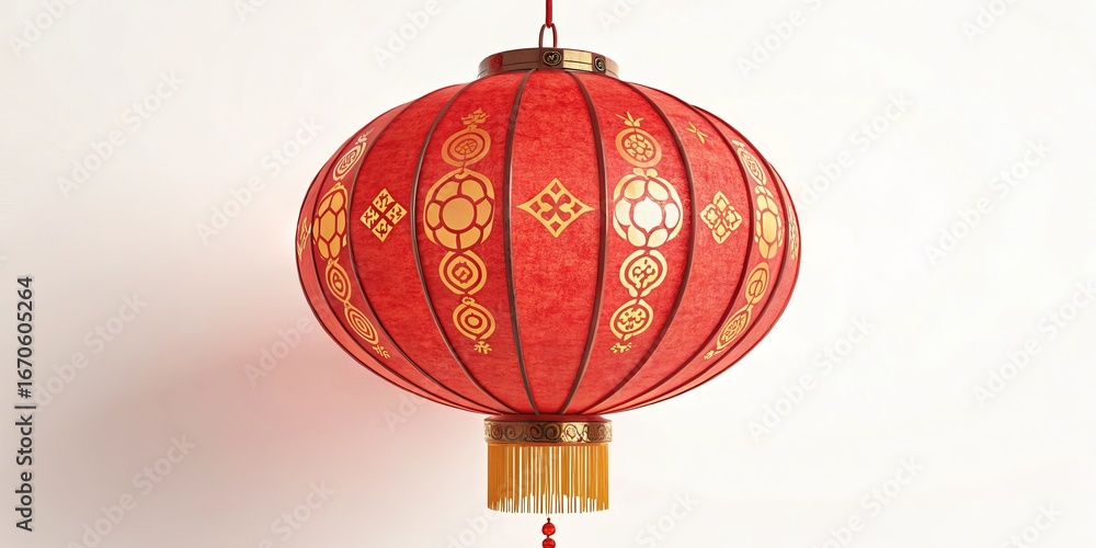 Obraz premium Red and Gold Lantern Asian Festive Design, Chinese New Year Decoration, Holiday Lighting Lantern, Festival