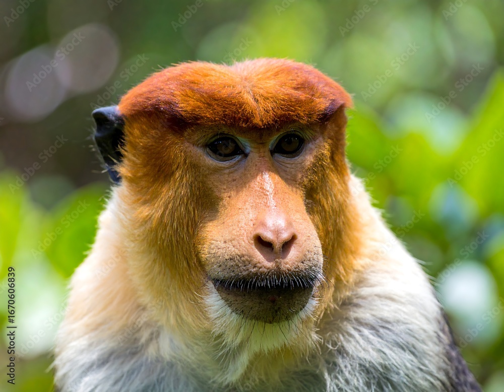 Fototapeta premium Close-up of a red-shanked proboscis monkey
