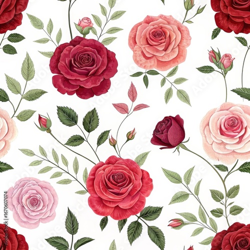 Watercolor Rose Seamless Pattern, Floral Design, Botanical Print ,rose pattern, floral wallpaper