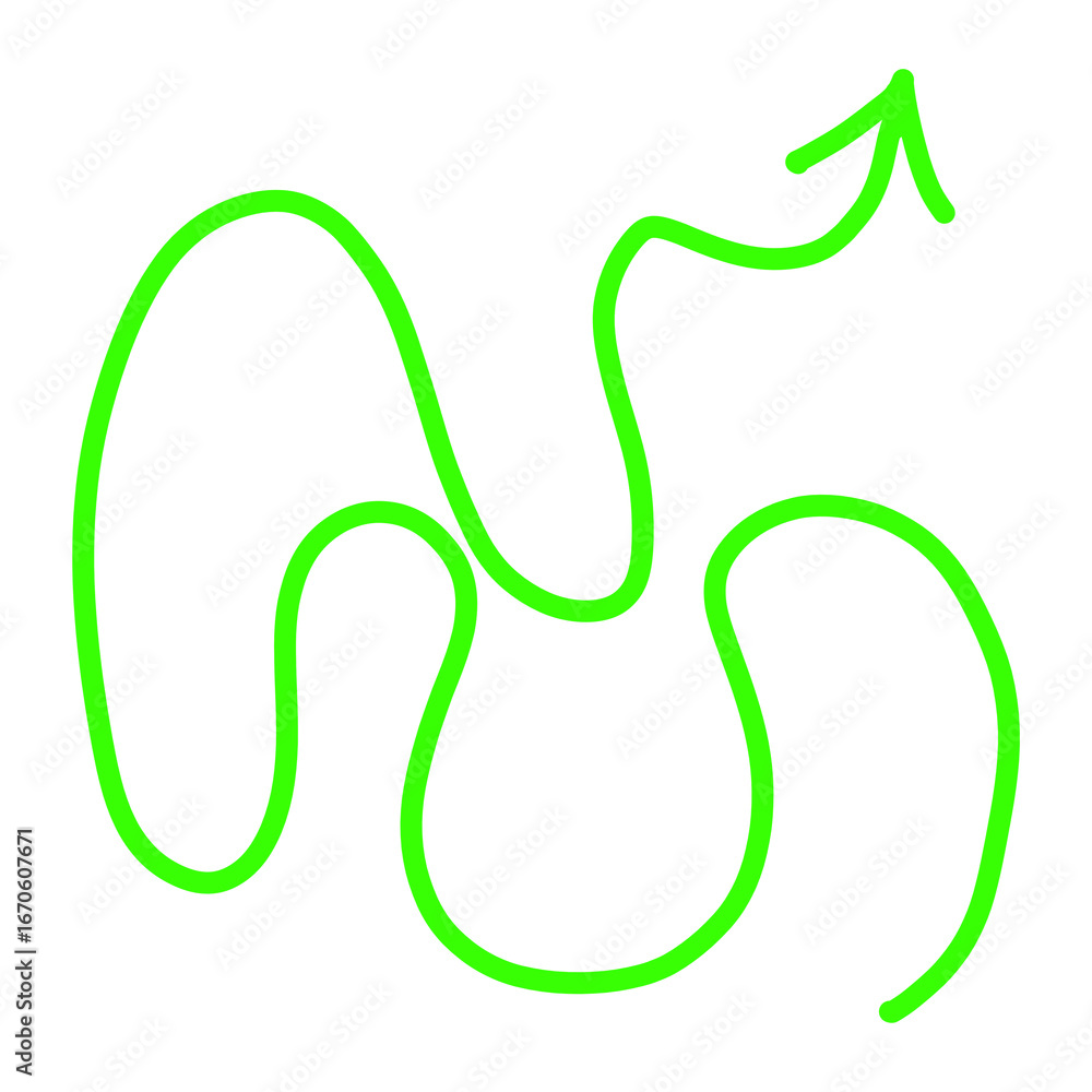 Obraz premium Hand drawn wavy green scribble arrow. 