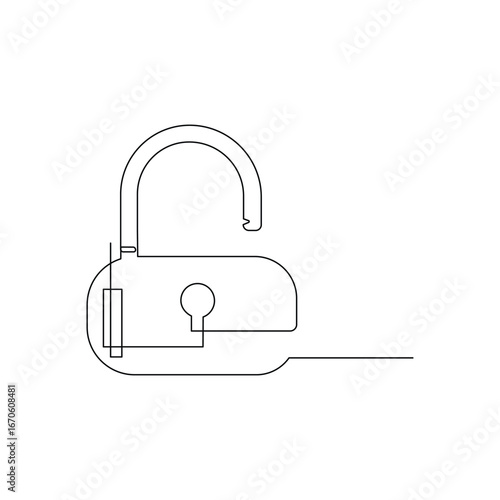 Vector continuous in one line real estate lock icon concept of safety and security isolated on white background