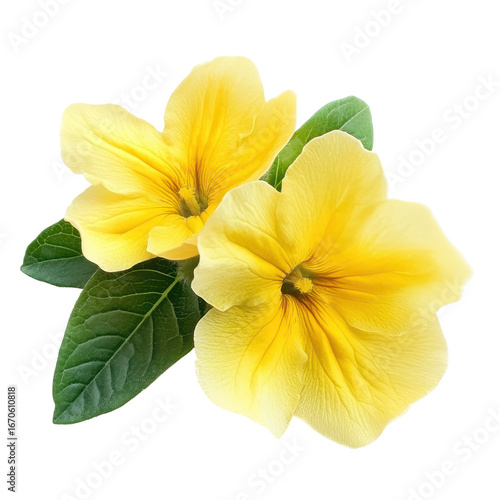Yellow primrose flower, yellow primrose flower with multiple petals, isolated on transparent background
