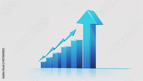 Blue ascending chart with bar chart and ascending arrow with reflection on white generative AI Free Download Blue ascending chart with bar chart and ascending arrow with reflection on white generative AI - GFXLoad