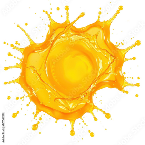 Dynamic kumquat juice splash in vibrant yellow color  