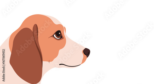 Profile of a loyal beagle dog with expressive brown eyes looking into the distance