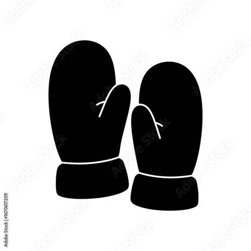 Winter clothing icons vector art of pair of warm winter mittens for cold weather protection vector