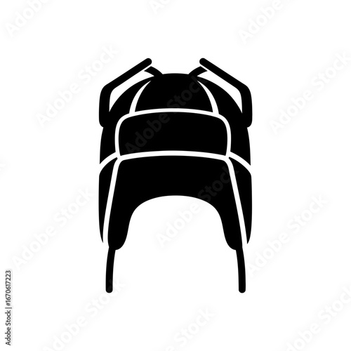 Winter clothing icons illustration of a black ushanka hat, a warm winter headwear vector