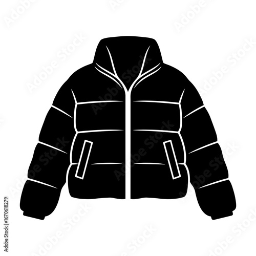 Winter female clothing icons illustration of a stylish puffer jacket for winter vector