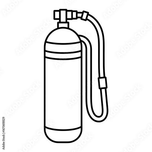 A black and white oxygen tank illustration line art of a coloring page