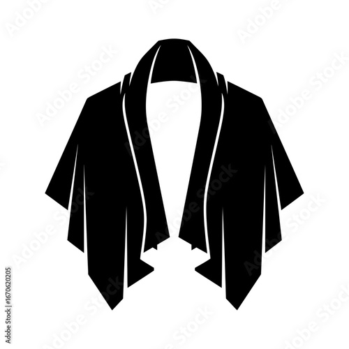 Winter male clothing icons vector art of black shawl draped over shoulders, a stylish and elegant accessory vector