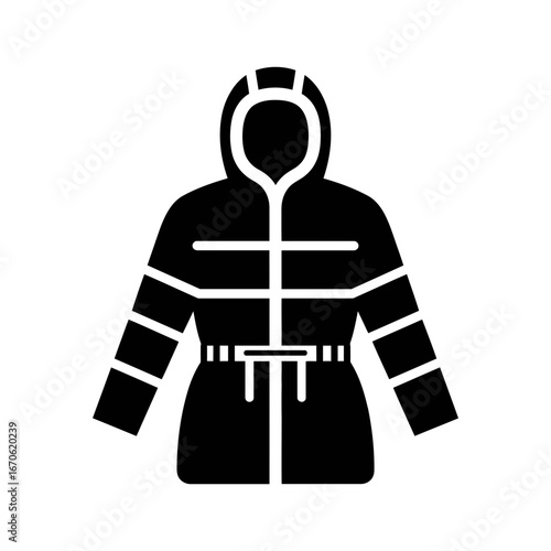 Winter male clothing icons illustration of a black parka jacket with hood vector