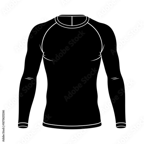 Winter male clothing icons illustration of a black long sleeve rashguard vector