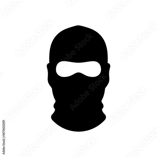 Winter male clothing icons illustration of a black balaclava mask, protection and anonymity vector