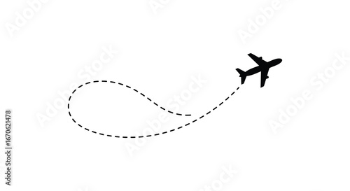Airplane flying in the air leaving a dotted trail behind it