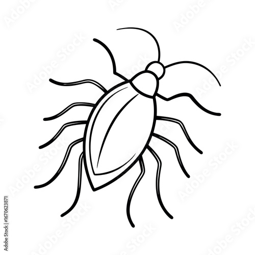 Flea Insect Outline On White Background