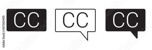 Subtitles Closed Captions CC Line Icon Vector