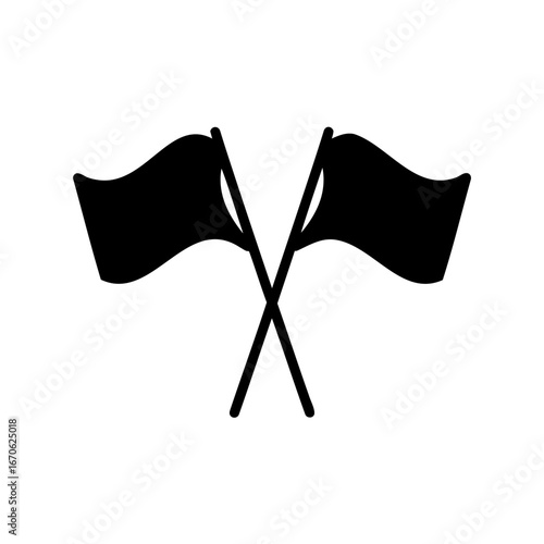 Crossed black flags representing protest, warning, or symbolism, simple vector illustration