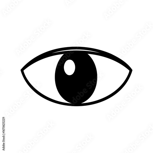 Simple black and white eye vector illustration, representing vision and sight