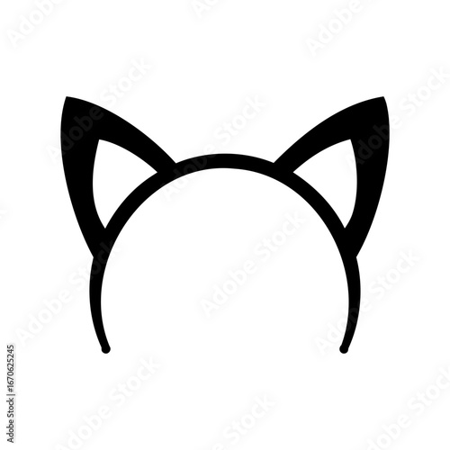 Stylized Silhouette of Cat Ears Headband, Minimalist Feline Accessory Design Element