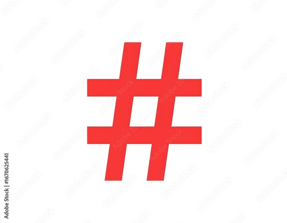 Fototapeta premium Red hash symbol on white background