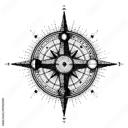 Explore the world with this vintage compass rose navigation travel adventure nautical map guidance orientation design