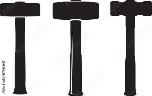 Three sledgehammer tools silhouette