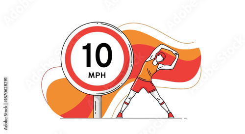 Warm Up Exercise Before Running 10 Mph Speed Limit Illustration Vector