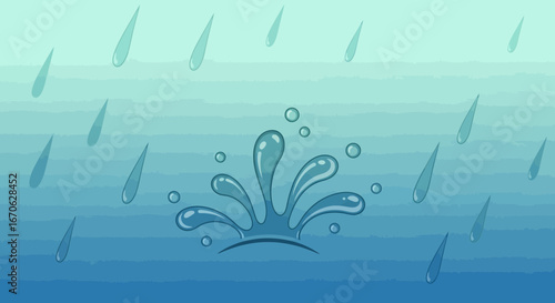 Water Splashes In Rainy Weather For Environmental Or Nature Background