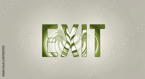 Whimsical Exit Sign With Abstract Green Swirls For Design Projects