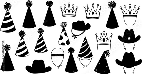 Vector Set of birthday party hat
