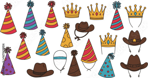 Vector Set of birthday party hat
