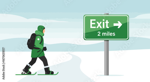 Winter Exit Path Snowshoeing Adventures Outdoors Through Snowy Mountain Trails