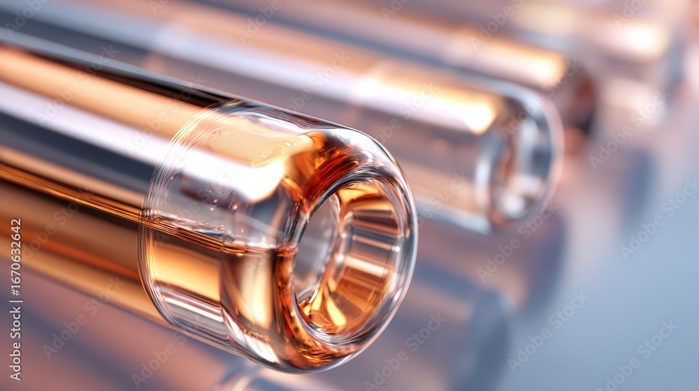 Naklejka premium Close-up shot of test tubes with clear liquid in a laboratory setting.