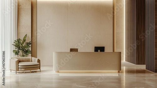 Modern beige reception area