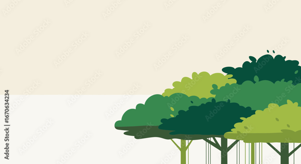 Obraz premium Vector Background With Trees In Shades Of Green For Ecological Projects