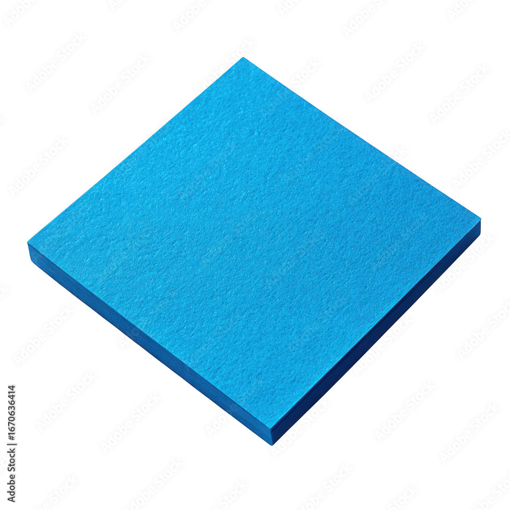 Fototapeta premium A single bright blue square object with a textured surface isolated on transparent background