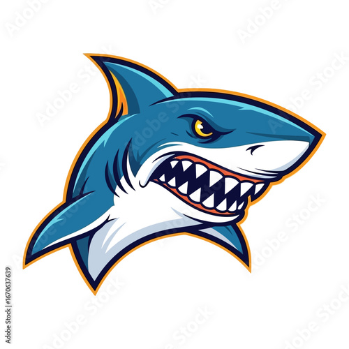 Ocean Apex: A fierce great shark illustration, showcasing the creature's power, perfect for adventurous design projects.