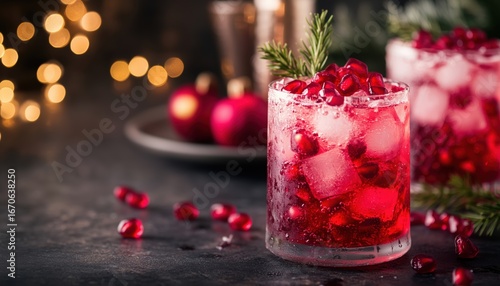 Festive Christmas Champagne Cocktail With Pomegranate Ice Cubes: A Delicious Icy Mocktail For The Holiday Season