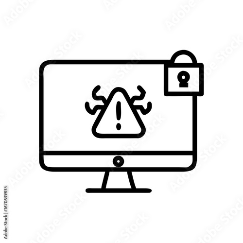 Ransomware Icon for Cybersecurity, Virus, and Data Protection Design