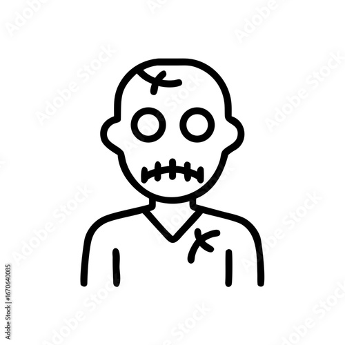 Scary Zombie Icon Illustration for Horror, Halloween and Games
